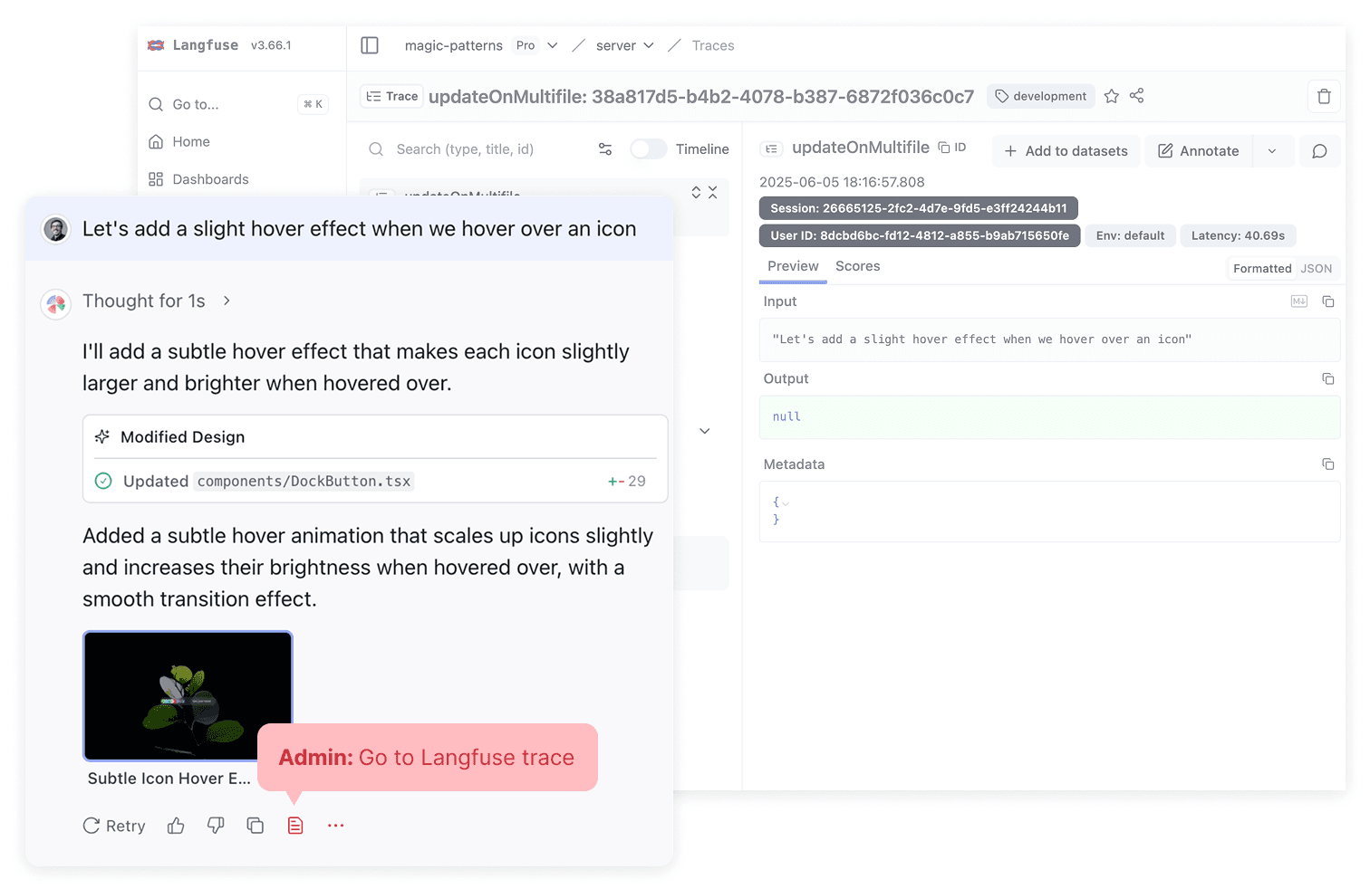 Magic Patterns Admin Button
